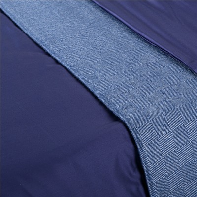 Плед из шерсти мериноса синего цвета из коллекции Essential, 130х180 см