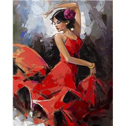 Картина по номерам 40х50 - Танцовщица в красном