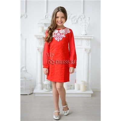 Платье нарядное для девочки арт. ИР-1408-Кружево, цвет красный