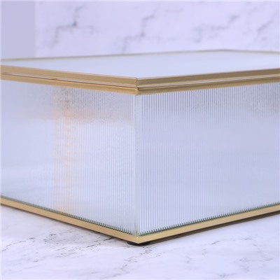 Органайзер для хранения «RIPPLES», с крышкой, стеклянный, с зеркальным дном, 1 секция, 25 × 17,5 × 8,5 см, цвет прозрачный/медный