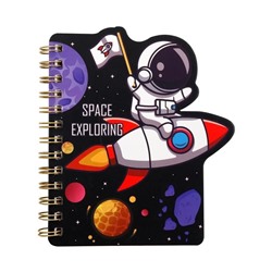 Блокнот на спирали (B6) "Space exploring, rocket", black (13*18)