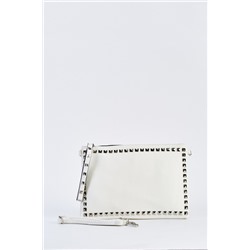Studded Faux Leather Clutch Bag