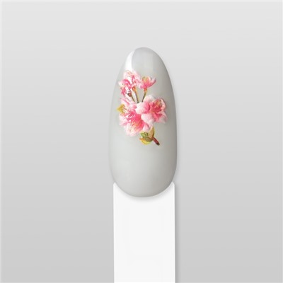 Наклейки для ногтей «Сакура», объёмные, цвет розовый/белый