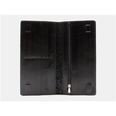 Кожаное портмоне с росписью из натуральной кожи «PR001 Black Совушка под дождем»