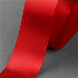 Лента атласная, 50 мм × 100 ± 5 м, цвет красный