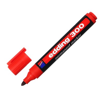 Маркер перманентный EDDING E-300/2 (нестираемый), 1.5 - 3.0 мм, красный