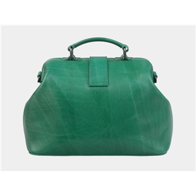 Зелёная кожаная сумка с росписью из натуральной кожи «W0023 Green Гербера»