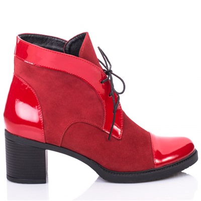 Женские кожаные ботинки Shik Shoes Shik4045 Красный Лак+Замш: Под заказ