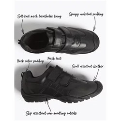 Kids’ Leather Toe Bumper School Shoes (13 Small - 10 Large)