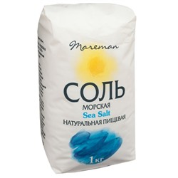 Натуральная пищевая морская соль Mareman, помол №1, 1 кг