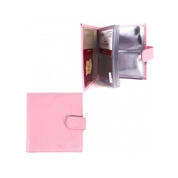 Визитница Premier-V-46 (с хляст,  2х рядная,  48 карт)  натуральная кожа розовый флотер (331)  198874