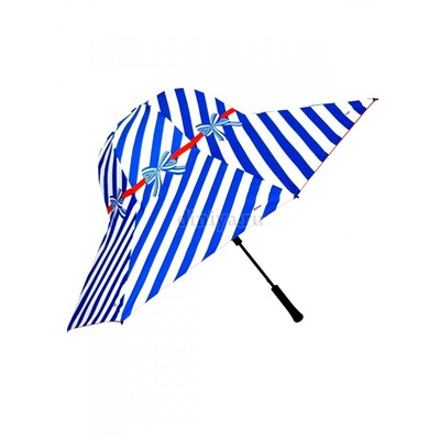 Зонт-трость шляпа женский DAIS арт.7709-2 полуавт (морская полоска)