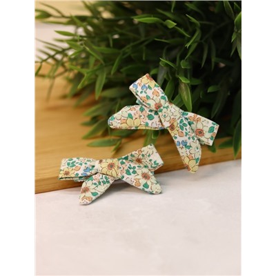 Набор заколок для волос "Flower bows", green, 2 шт. в наборе