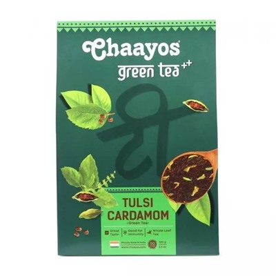 Зеленый чай с Тулси и Кардамоном (100 г), Tulsi Cardamom Green Tea, произв. Chaayos