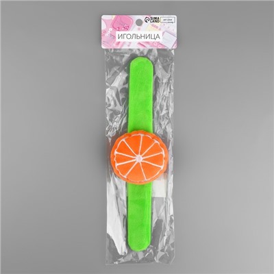 Игольница на браслете «Апельсин», 23 × 7 см, цвет зелёный