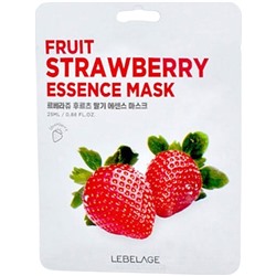 Маска для лица тканевая с экстрактом клубники, FRUIT STRAWBERRY ESSENCE MASK, LEBELAGE, 25 мл