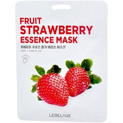 Маска для лица тканевая с экстрактом клубники, FRUIT STRAWBERRY ESSENCE MASK, LEBELAGE, 25 мл