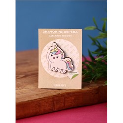 Значок ECO из дерева Lovely unicorn