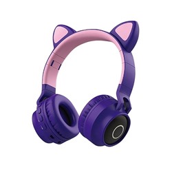 Наушники беспроводные VZV-850M цвет-фиолетовый со светящимися кошачьими ушками