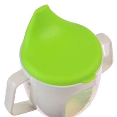 Поильник - чашечка 2 в 1 детский тренировочный, твердый носик, 150 мл., с ручками, цвет зеленый