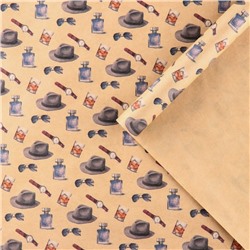 Бумага упаковочная крафтовая «Шляпы», 50 × 70 см