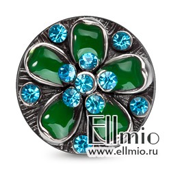 Кнопка Noosa зеленый цветок 3d