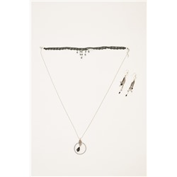 Chained Pendant Necklace And Earrings Set