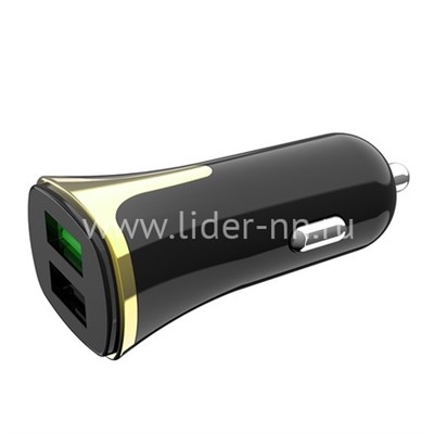 АЗУ для iPhone5/6/7/7Plus 2 USB выхода 18W Quick Charge (6V-3.0A/9V-2.0A/12V-1.5A) HOCO Z31 (черный)