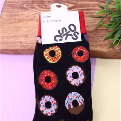 Носки «Donuts», black, мужские/женские евро размер 35-45
