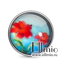 Кнопка  Noosa красные цветы #2