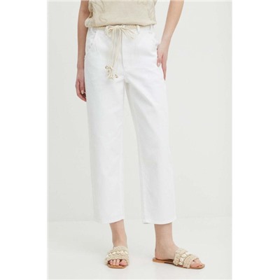 Jeansy bawełniane damskie slouchy kolor biały