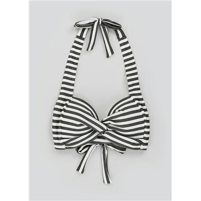 Soon Stripe Halterneck Bikini Top