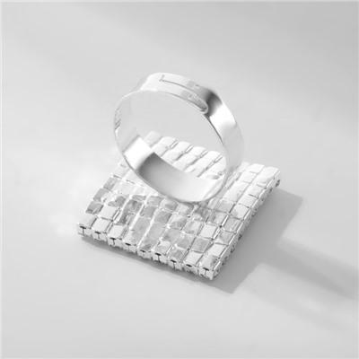 Кольцо «Лёд» квадрат, цвет белый в серебре, безразмерное