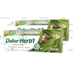 Зубная паста Dabur Herb'l NEEM (забота о деснах с нимом) + зубная щетка