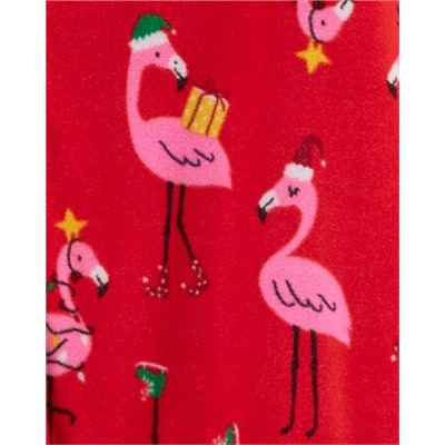 1-Piece Flamingo Fleece Footie PJs