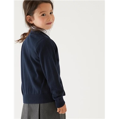 2pk Girls' Pure Cotton School Cardigan (3-18 Yrs)