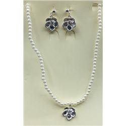 Комплект украшений Jewelry 064, серебро,белый