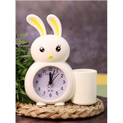 Часы-будильник с подставкой для канцелярии «Bunny Buzz», white