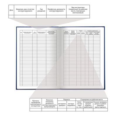 Журнал регистрации инструктажа на рабочем месте, 96 л., бумвинил, блок офсет, А4 (200х290 мм), BRAUBERG, 130188