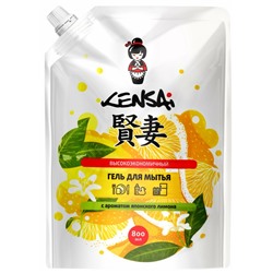 KENSAI Гель высокоэкономичный для мытья посуды и детских принадлежностей с ароматом японского лимона, мягкая упаковка, 800 мл