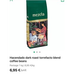 Hacendado dark roast torrefacto blend coffee beans