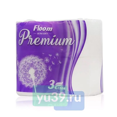 Бумага туалетная Floom Premium, 3 сл., 4 рул.