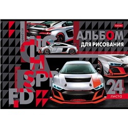 Альбом для рисования А4 24л скрепка В мире авто Хатбер 24А4В/55/Россия