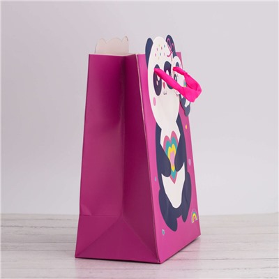 Пакет подарочный (S) "Cute panda with heart", pink (18*23*10)