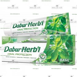 Зубная паста Dabur Herb'l BASIL (защита полости рта с базиликом) + зубная щётка