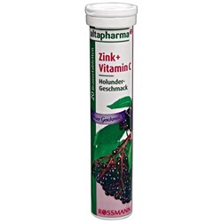 Altapharma Brausetabletten Zink + Vitamin C Шипучие таблетки Цинк+Витамин С с ароматом бузины 84 г