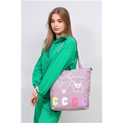 Женская сумка шоппер из текстиля, цвет сиреневый