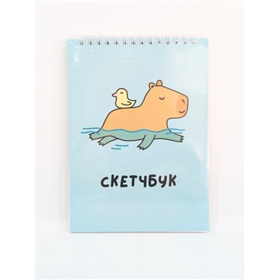 Скетчбук «Capybara and duck», 14х20 см,  плотность 100 гр