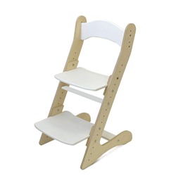 Растущий стул для детей "Компаньон", с покрытием прозрачным маслом и белым акрилом