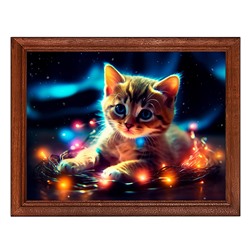 POSG-0320 Постер в рамке 23x17см Котёнок с гирляндой